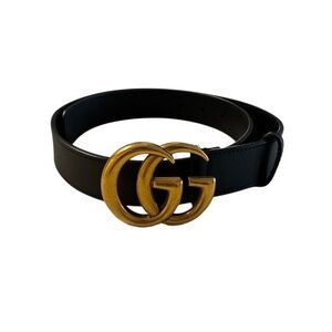 Gucci GG “Marmont” Black Leather Belt